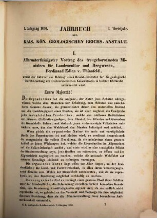 Jahrbuch der Geologischen Reichsanstalt. 1. 1850