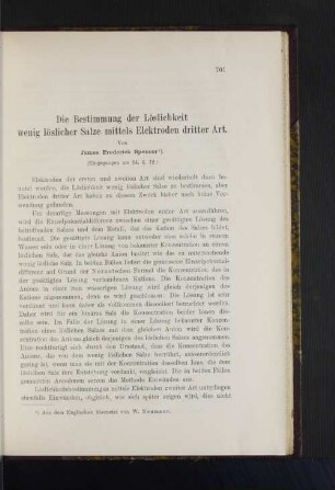 Die Bestimmung der Löslichkeit wenig löslicher Salze mittels Elektroden dritter Art