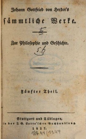 Johann Gottfried von Herder's Ideen zur Geschichte der Menschheit. 2, 1785