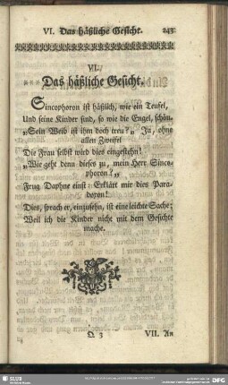 VI. Das häßliche Gesicht