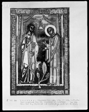 Perikopenbuch aus dem Benediktinerinnenkloster Sankt Erentrud auf dem Nonnberg — Christus und Maria, Folio 102verso