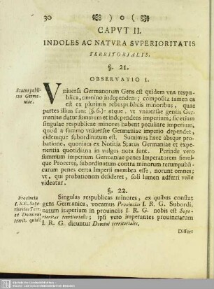 Caput II. Indoles Ac Natura Superioritatis Territorialis
