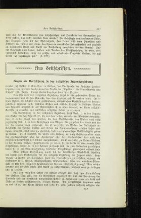 Aus Zeitschriften : gegen die Verfrühung in der religiösen Jugenderziehung