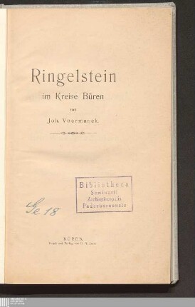 Ringelstein im Kreise Büren