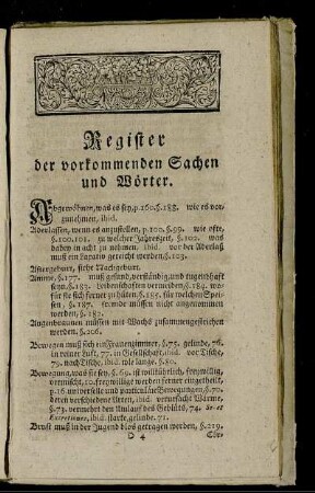 Register der vorkommenden Sachen und Wörter.