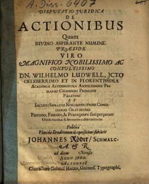 Dissertatio iuridica de actionibus