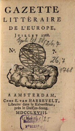 Gazette littéraire de l'Europe. 26. 1768, 7 (Juli)