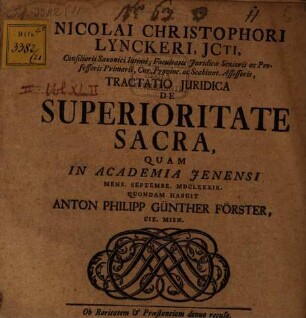 Disp. ... de superioritate sacra