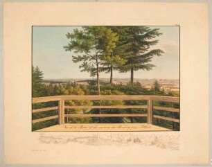 Panorama vom Borsberg bei Pillnitz in vier Blättern, Teil 1: Blick nach Osten mit Stolpen links, dem Zittauer Gebirge mittig und der Sächsischen Schweiz rechts, Umrisslegende ohne Beschriftung darunter
