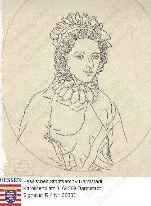 Hill, Friedrich Jakob (1758-1846) / Porträt einer Frau mit Haube, Brustbild in Medaillon