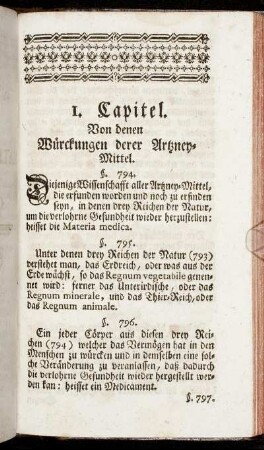 1. Capitel. Von denen Würckungen derer Artzney-Mittel.