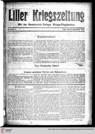 Hefte 1-5, Dezember 1914