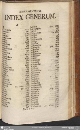 Index Generum