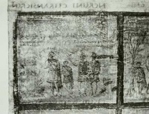 Abklatsch einer Bildseite mit Darstellungen aus der Geschichte Sauls (zufällig entstanden)