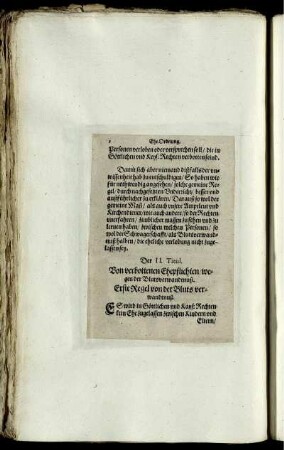 Der II. Titul. Von verbottenen Ehepflichten/ wegen der Blutsverwandtnuß