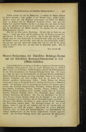 General-Versammlung des Schlesischen Pestalozzi-Vereins und des Schlesischen Provinzial-Lehrervereins in Öls (Mittel-Schlesien)