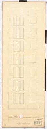 Reichsluftfahrtministerium, Berlin: Fenster an Aborten und Fahrstühlen Fliegerhöfe: Ansicht, Grundriss 1:20