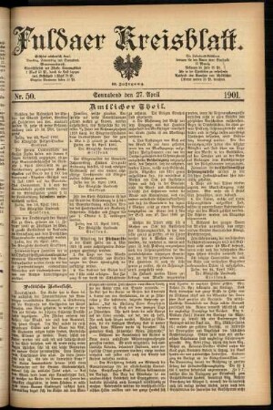 Erste Ausgabe vom Samstag, den 27. April 1901.