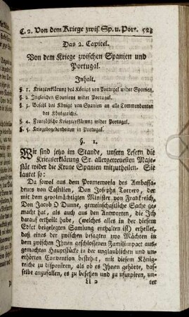 Das 2. Capitel. Von dem Kriege zwischen Spanien und Portugal.