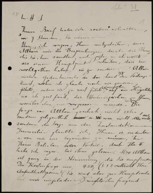 L.H.S. Ihren Brief habe ich soeben erhalten, vor 7 Stunden,...