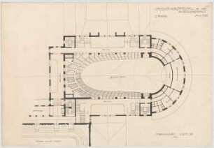 Thiersch, Friedrich von; Frankfurt / Main (Hessen); Festhalle - 1. Rang Großer Konzertsaal (Grundriss)