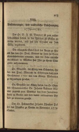 VIIII. Beförderungen, und ansehnliche Belohnungen, 1779-1781