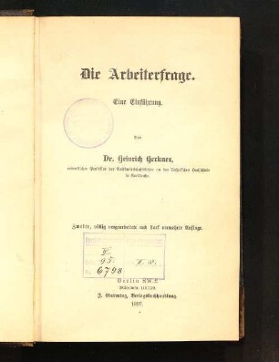 Die Arbeiterfrage : eine Einführung