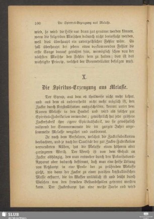 X. Die Spiritus-Erzeugung aus Melasse