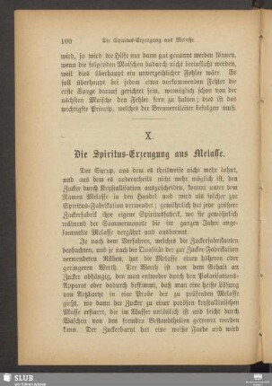 X. Die Spiritus-Erzeugung aus Melasse
