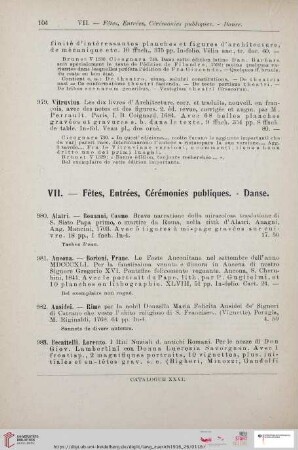 VII. - Fetes, Entrées, Cérémonies publiques. - Danse (Nr. 980 - 1101)