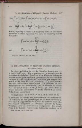 On the attraction of ellipsoids (Jacobi's Method).
