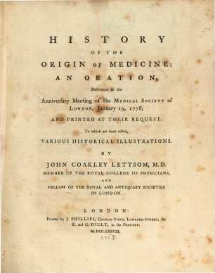 History of the Origin of Medicine