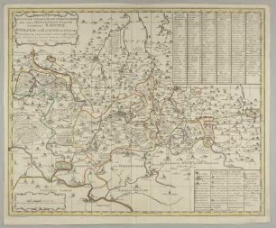 Accurate Geographische Delineation derer zu dem Meissnischen Creisse Gehörigen Aemmter Stolpen Und Radeberg Mit Lausiz : Nebst andern dar angrentzenden Aemtern und Gegenden ; mit Königl. und Churfürstl. Sachss. Previlegio
