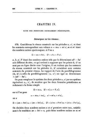 CHAPITRE IV. - Suite des fonctions doublement périodiques.