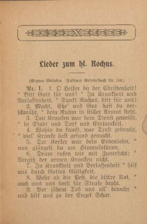 Lieder zum hl. Rochus.