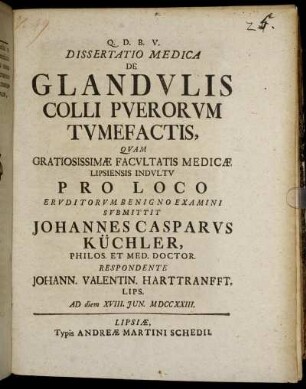 Dissertatio Medica De Glandulis Colli Puerorum Tumefactis