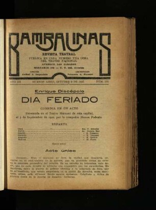 Día feriado : comedia en un acto