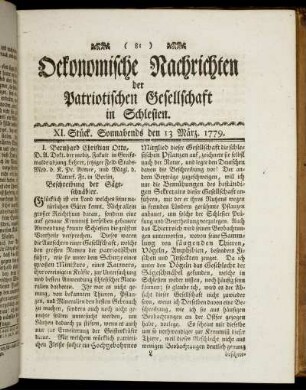 XI. Stück. Sonnabends den 13 März. 1779.