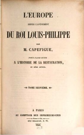 L'Europe depuis l'avénement du Roi Louis-Philippe. 9