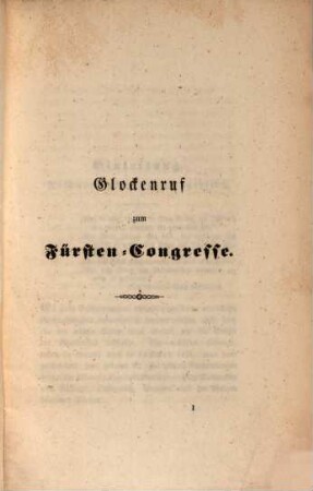 Glockenruf zum Fürsten-Congresse