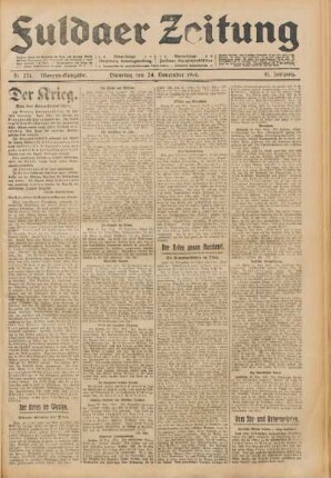 Ausgabe vom Dienstag, den 24. November 1914.