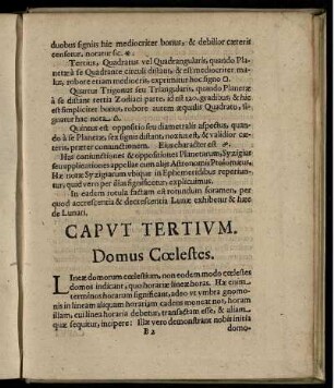 Caput Tertium. Domus Coelestes