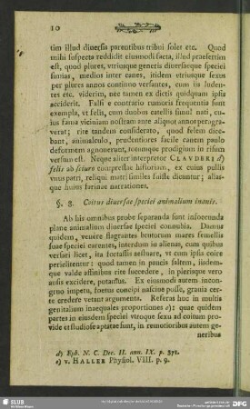 §. 8. Coitus diversae specici animalium inanimis
