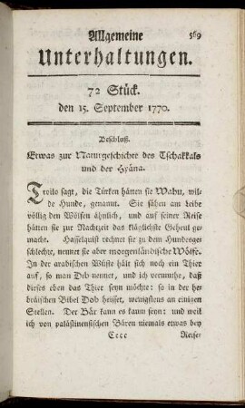 72 Stück. den 15. September 1770.