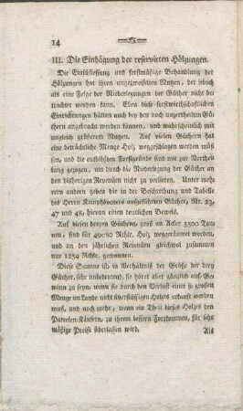 III. Die Einhägung der reservirten Hölzungen.