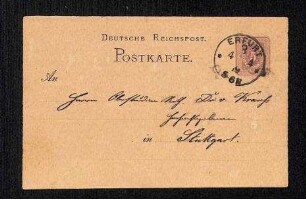 Postkarte an Ferdinand Krauss (Königl. Naturalien Kabinet)