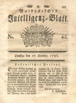 No. 42, Dinstag den 17. October 1786
