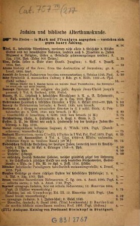 Antiquarischer Katalog von Ferdinand Steinkopf in Stuttgart. 277. 1881