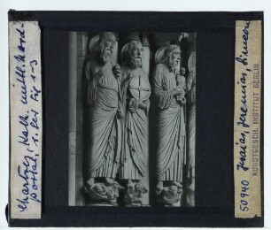 Chartres, Kathedrale Notre-Dame : Mittleres Nordportal, rechtes Gewände, Figuren 1-3, Jesaja, Jeremia, Simeon