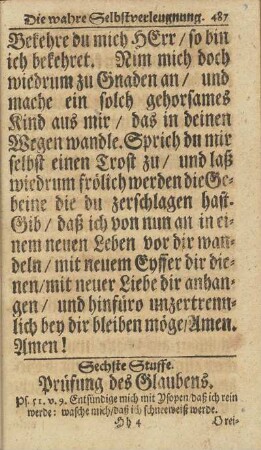 Sechste Stuffe. Prüfung des Glaubens.